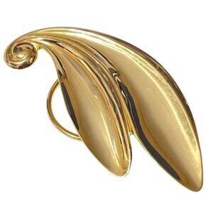 Vintage Jeri-Lou Scarf Clip Double Leaf Swirl Gold-tone 1970s 1980s Trending